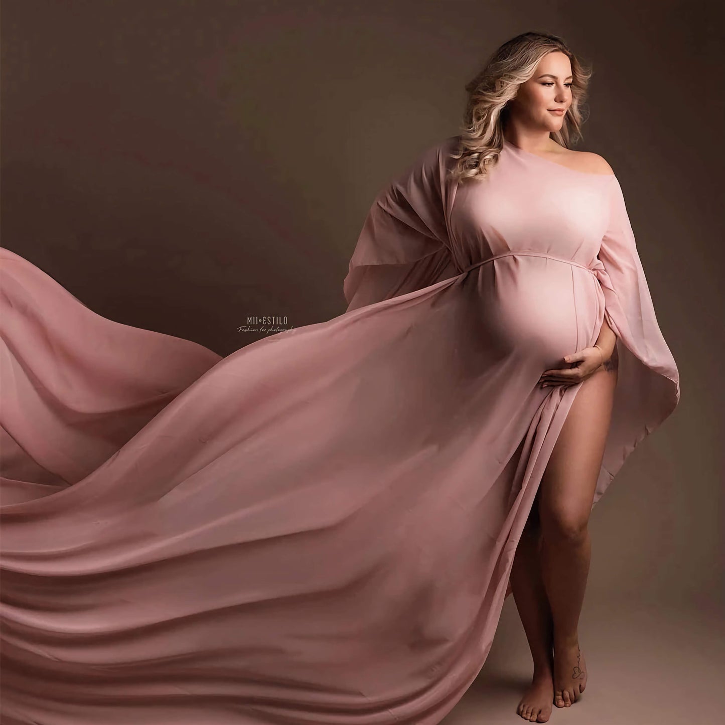 Silk Gown Maternity Photography Dress Chiffon Cloak