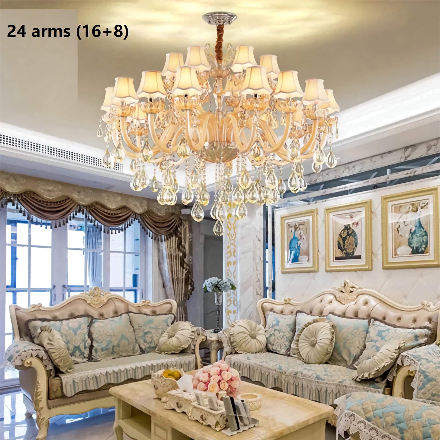 Large Crystal Luxury Chandelier Lighting 15/18/24/34 100% K9