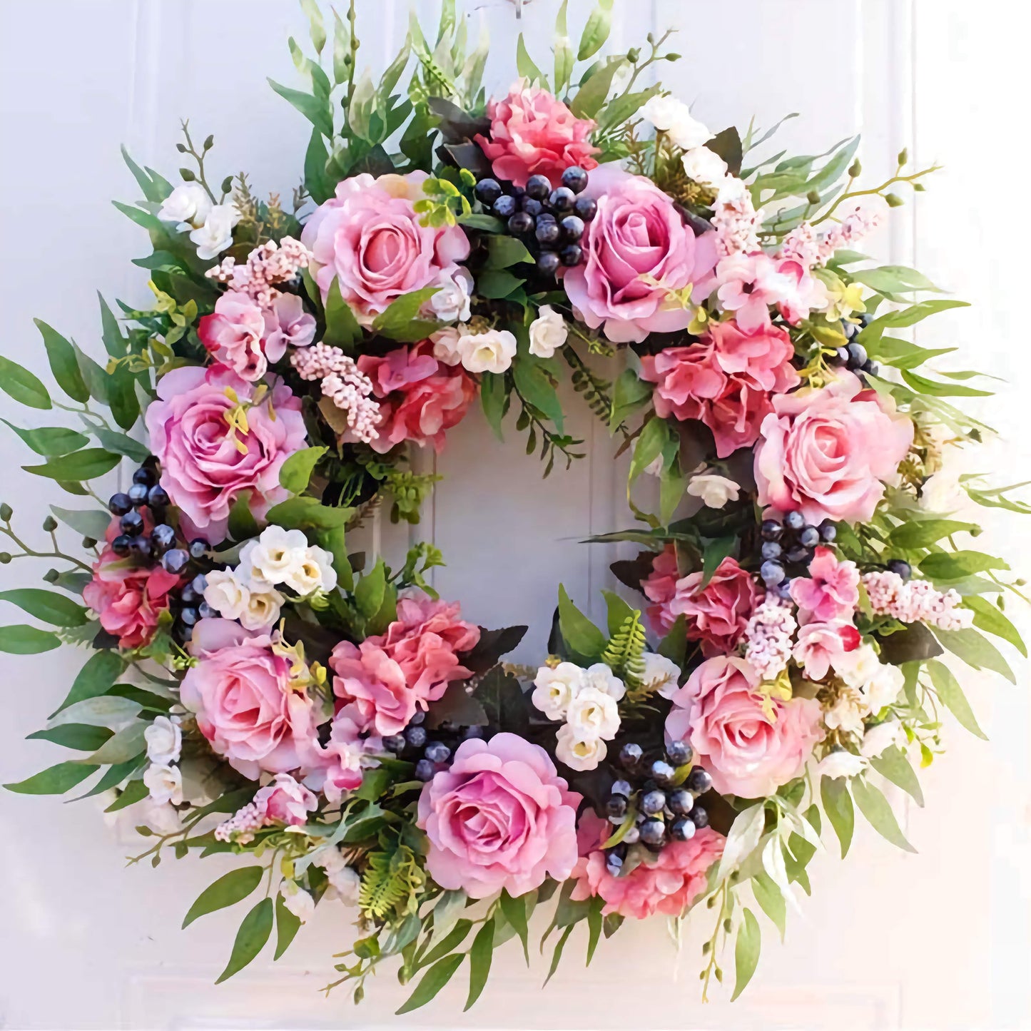 Spring Home Decorative Artificial Rose Wreath Garland