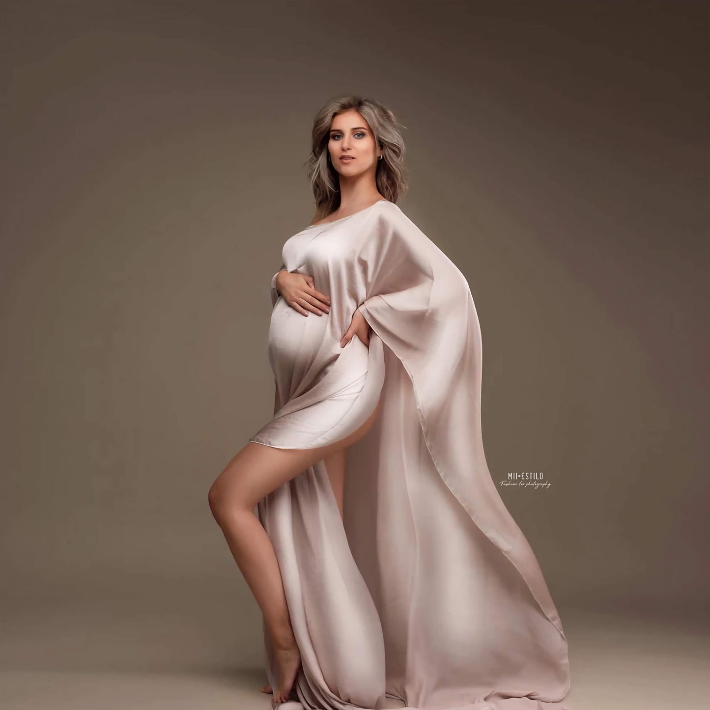 Silk Gown Maternity Photography Dress Chiffon Cloak