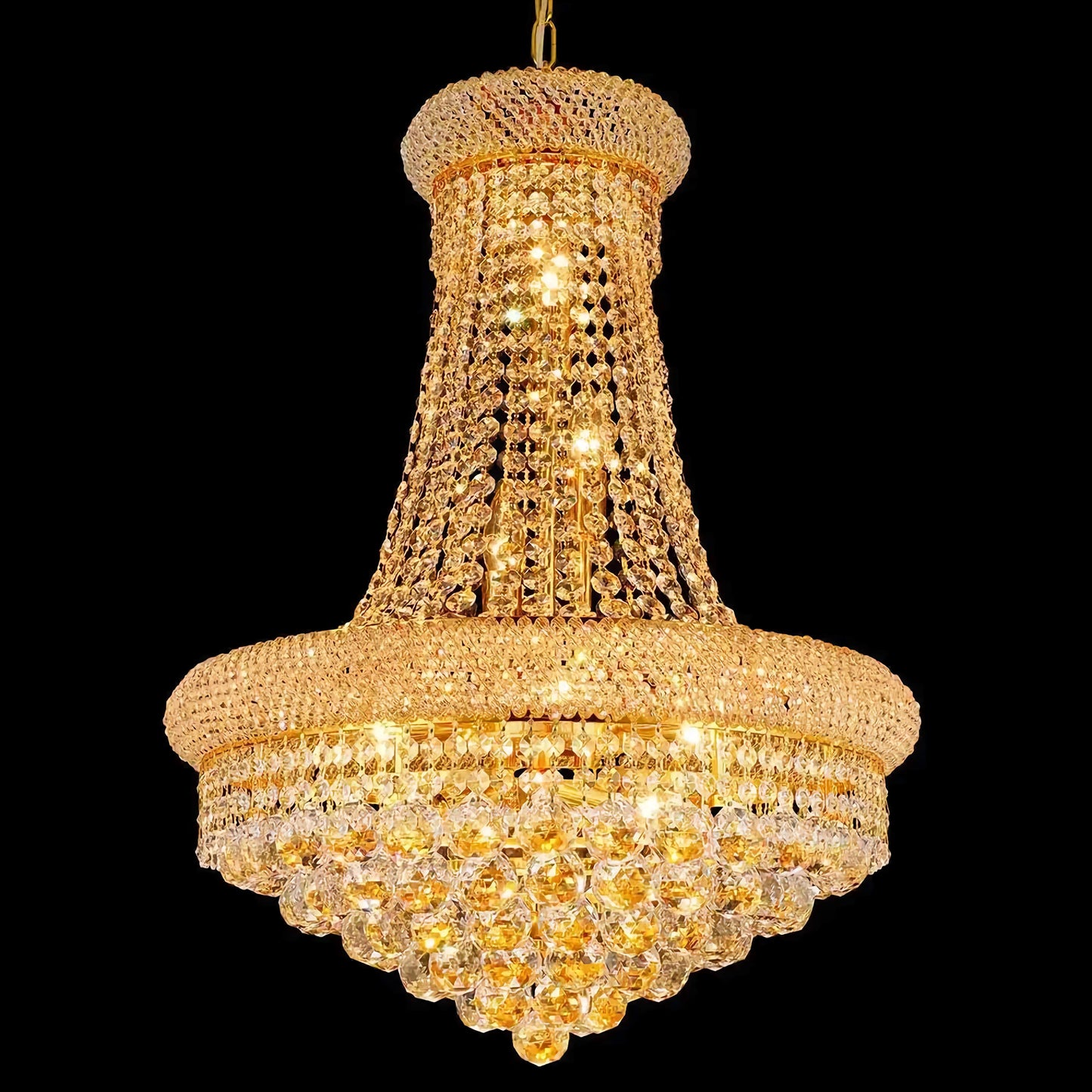 Luxury Empire Gold Lighting Crystal Chandelier Fixture 12 Lights Entryway Dining Room
