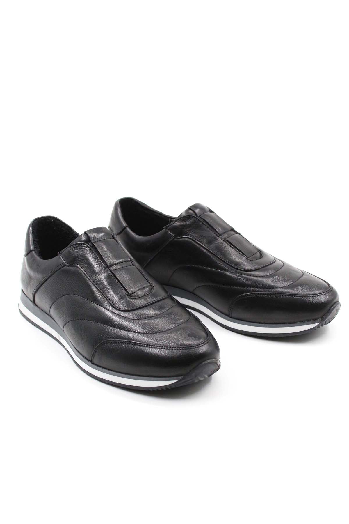 Black Leather Contrast-Sole Sneakers for Men | Wessi