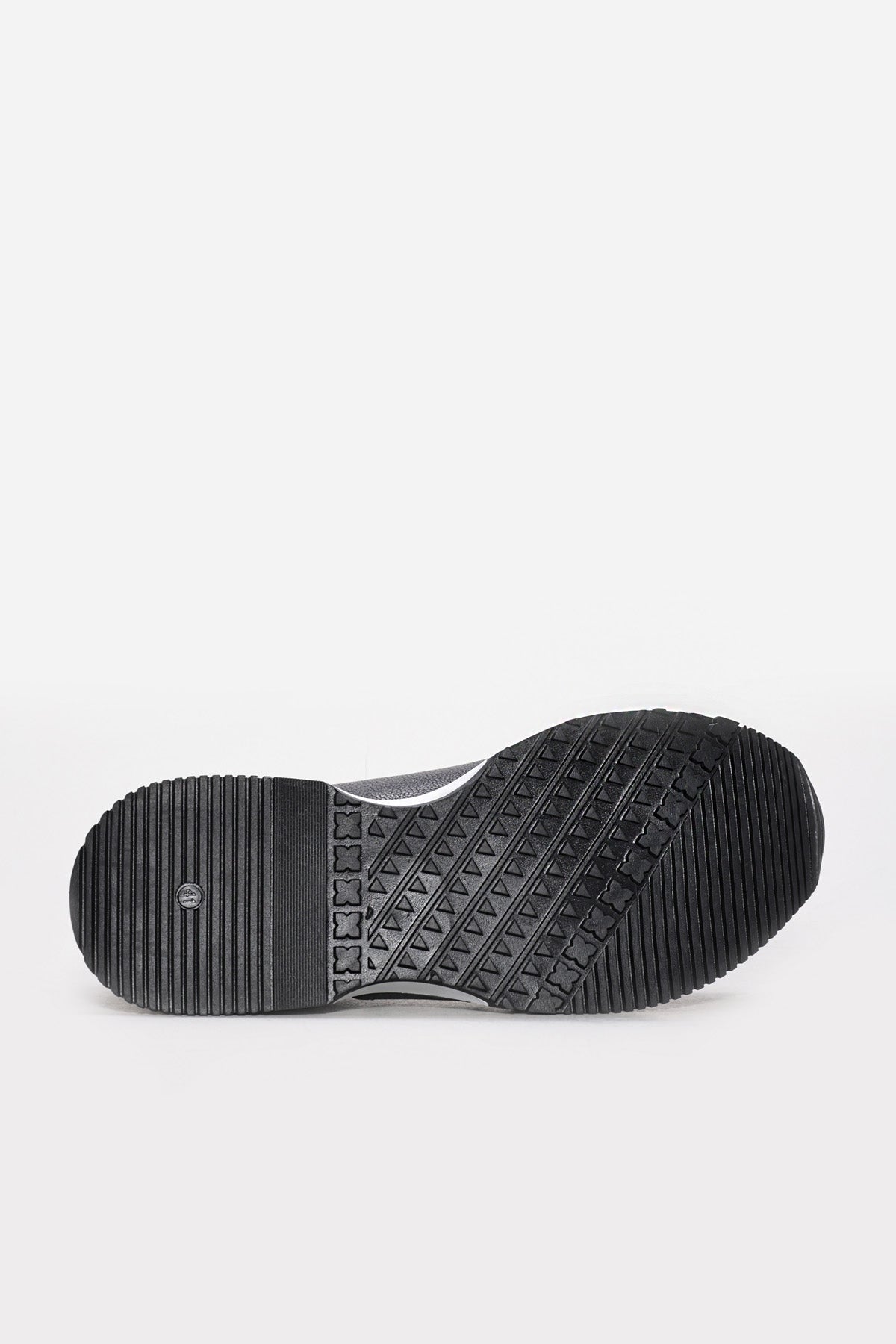 Black Leather Retro Runner Sneakers with White Sole | Wessi