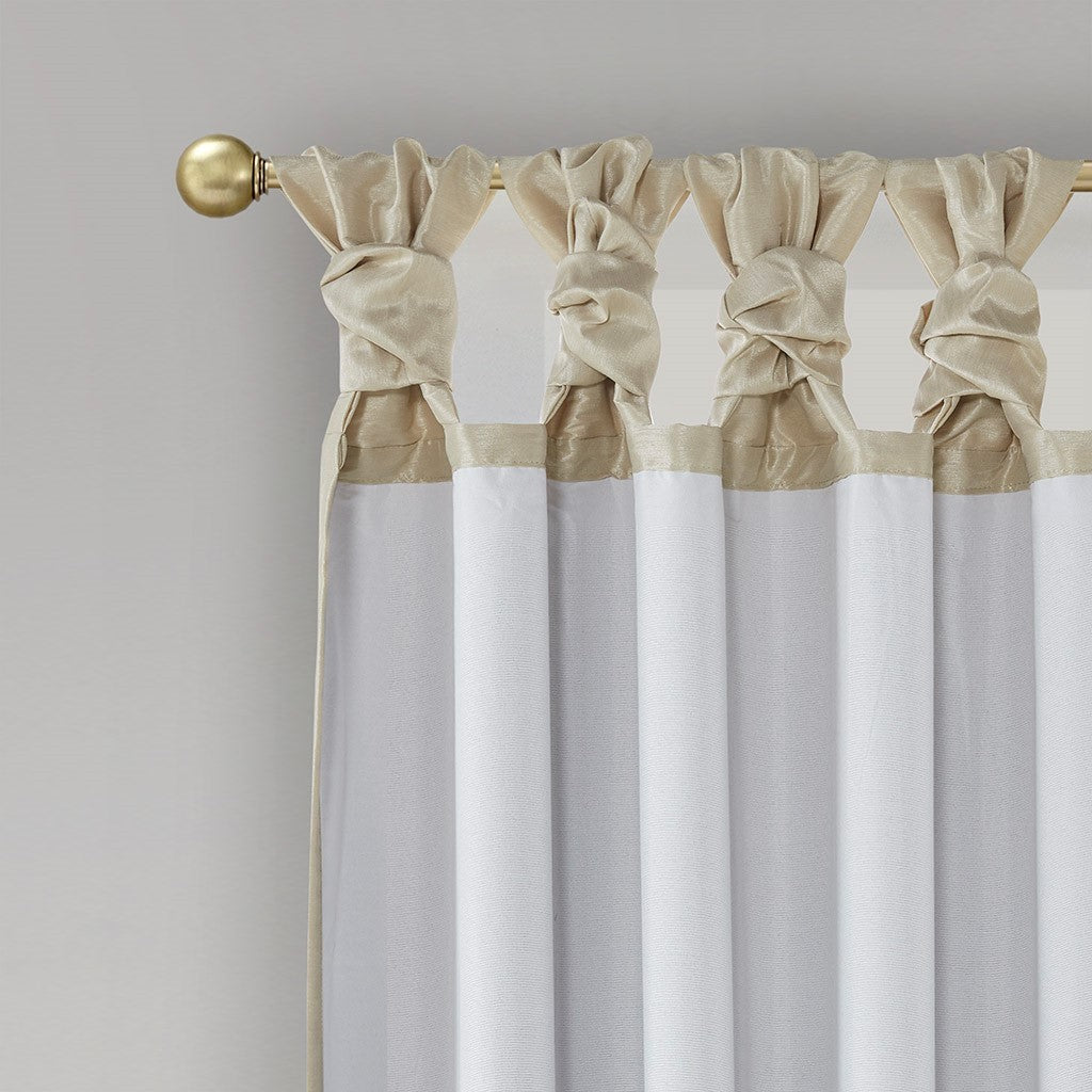 Twist Tab Total Blackout Window Curtain Panel with Thermal Lining - Champagne