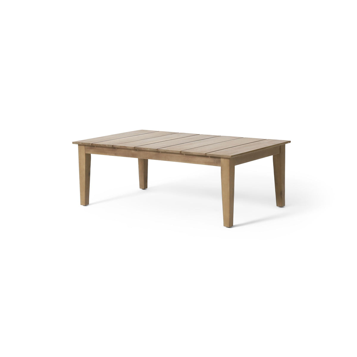 Light Brown Outdoor Coffee Table with Slat Panel Top - Acacia Wood
