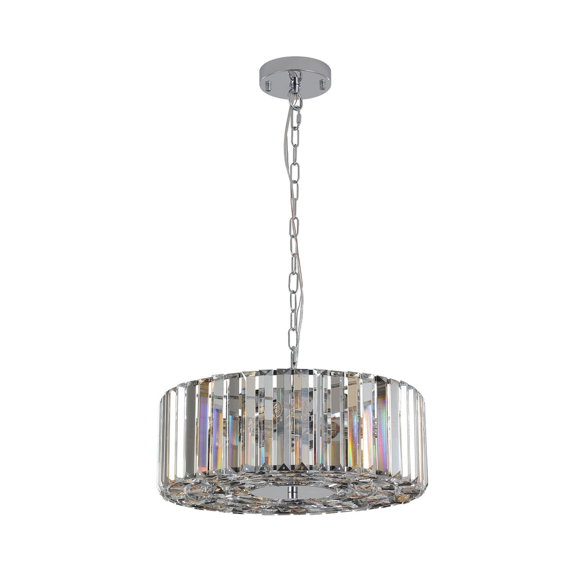 17' Chrome Crystal Pendant Chandelier with Adjustable Height - Transparent