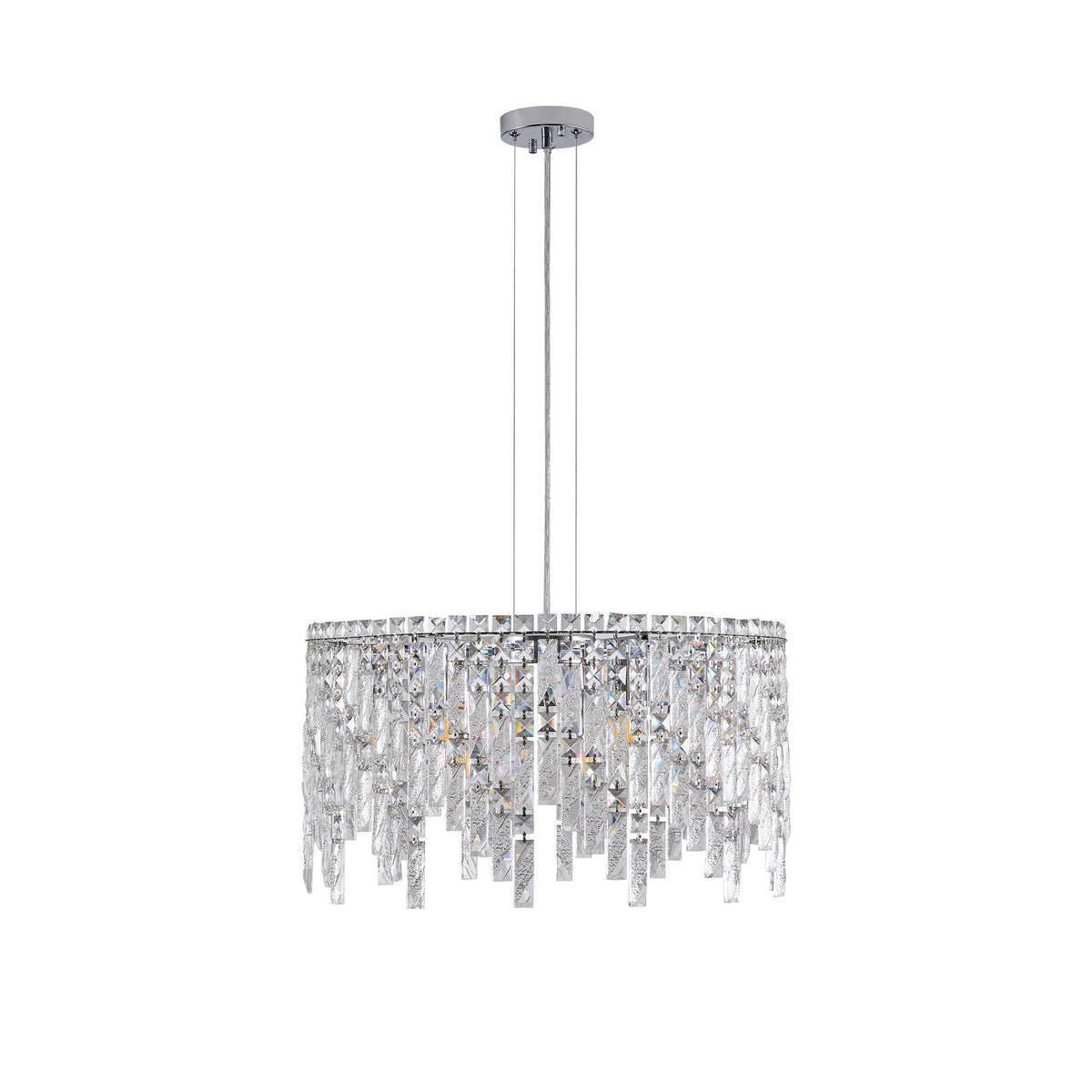 24" Round Silver Crystal Chandelier with K9 Crystals - Chrome