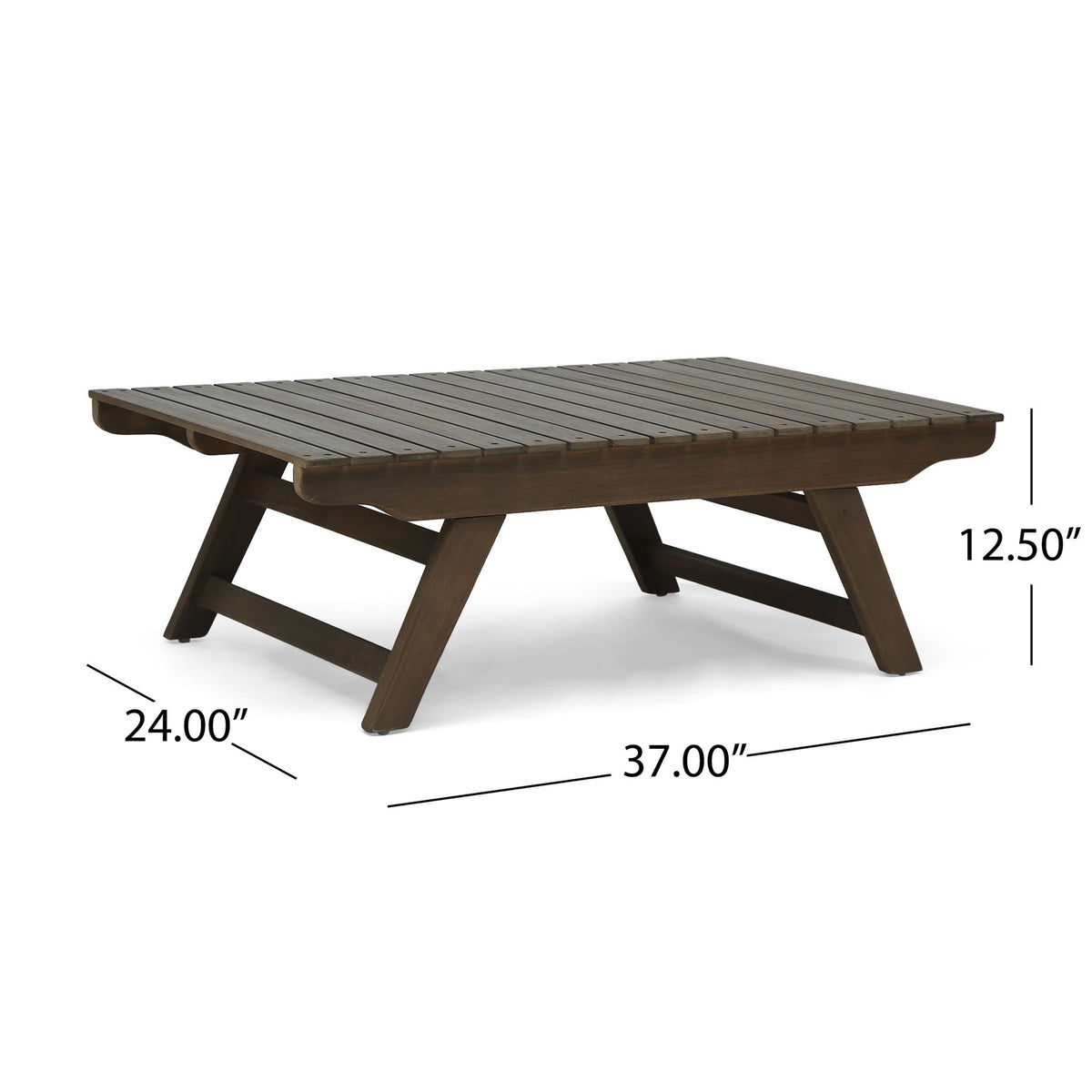 Outdoor Acacia Wood Coffee Table with Open Slat Design - Light Brown or Dark Gray