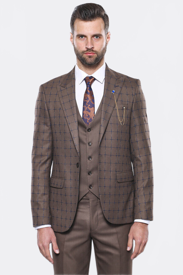 Brown Checked Suit - Wessi