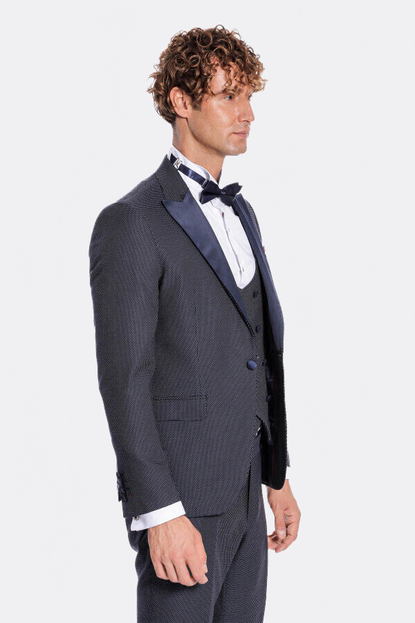 Navy Blue Tuxedo Suit - Wessi