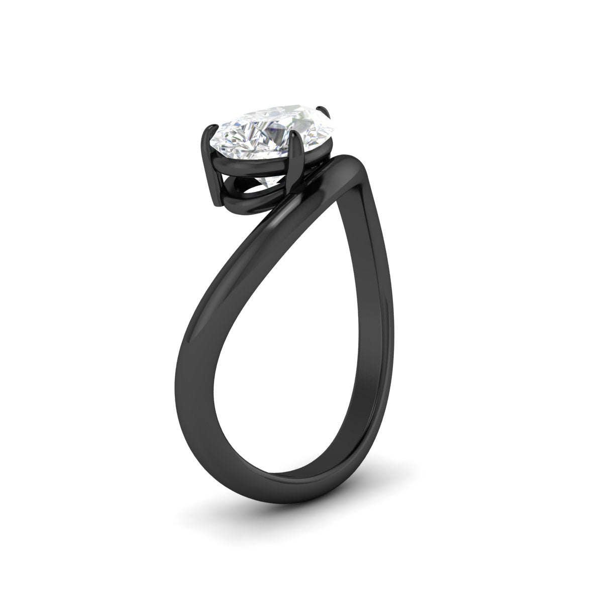 Curve Wave Pear Shaped Solitaire Diamond Ring