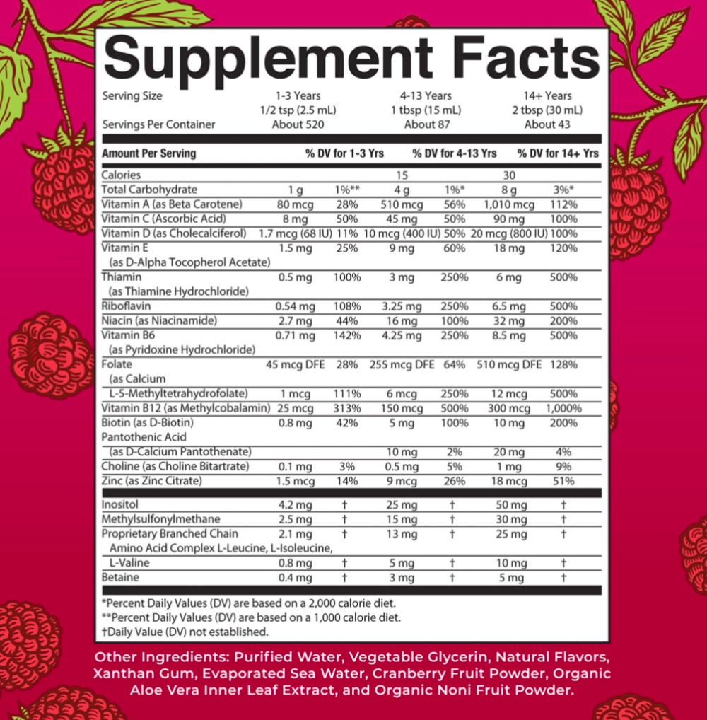 MaryRuth's Liquid Multivitamin – Raspberry Energy & Immunity