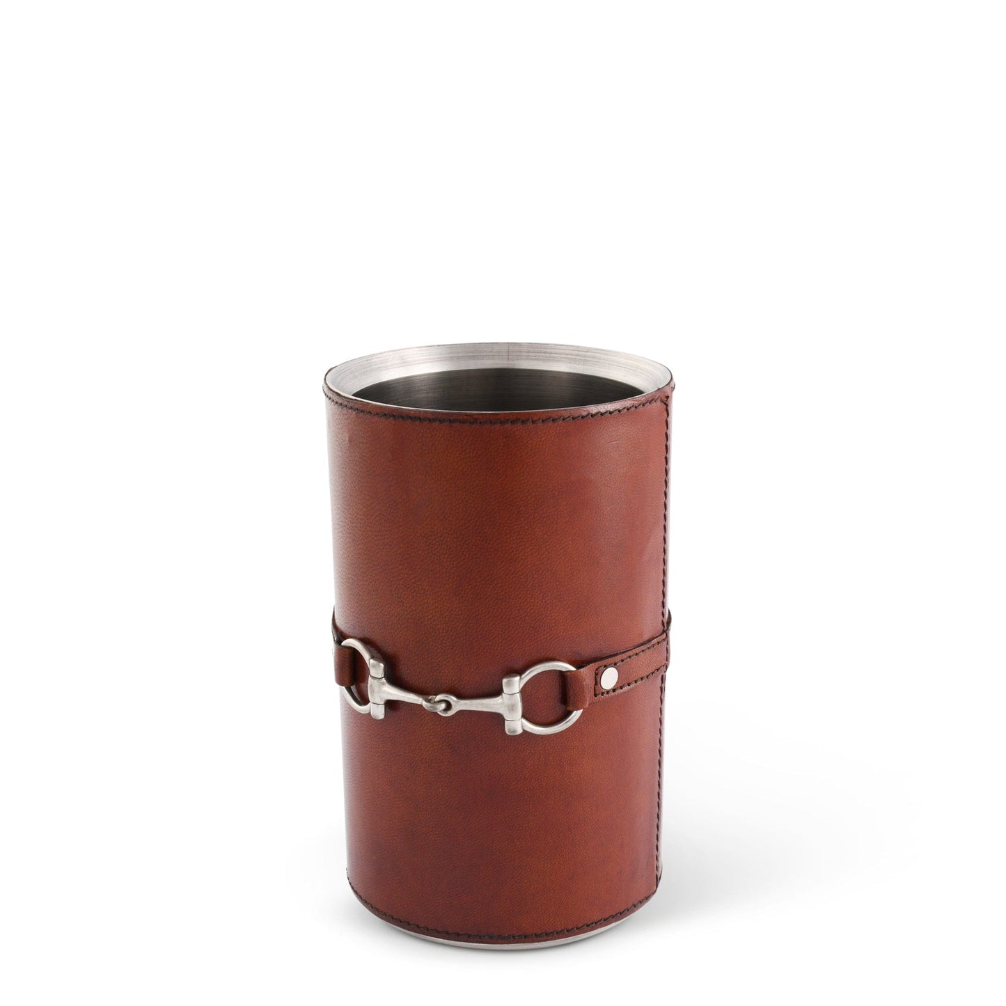 Premium Genuine Leather Bit Wine Bottle Chiller - Stainless Lined