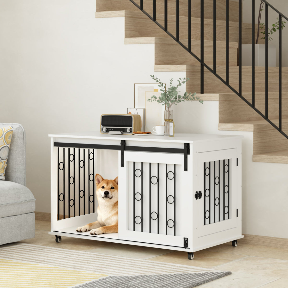 39.37'' Modern Wooden Dog Crate Furniture