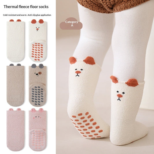 Learning Socks Cartoon Home Socks Children Fleece-lined