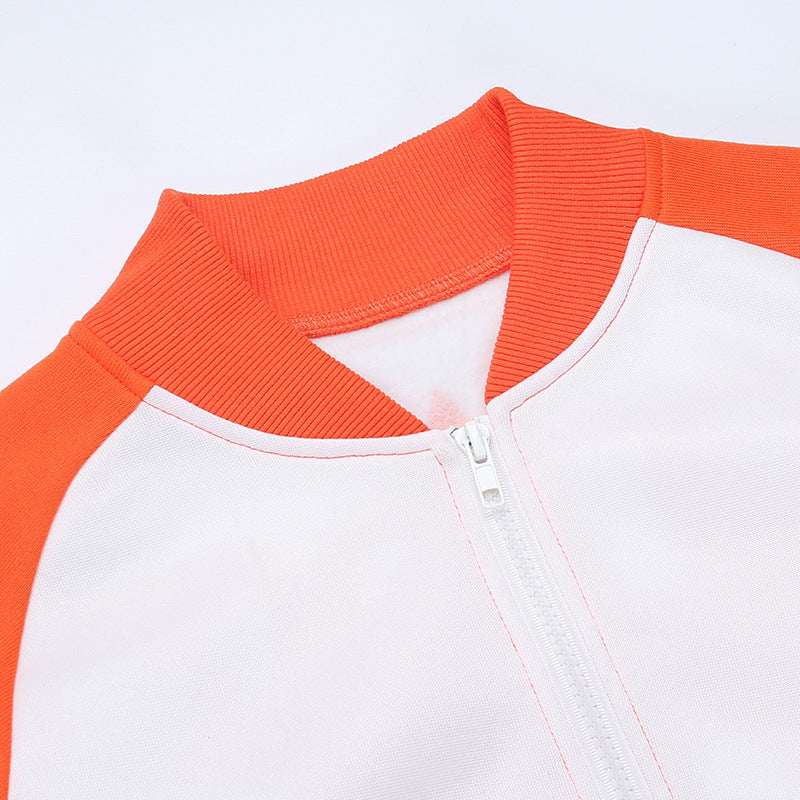 Printed Colorblock Athleisure Long Sleeve Shorts Set