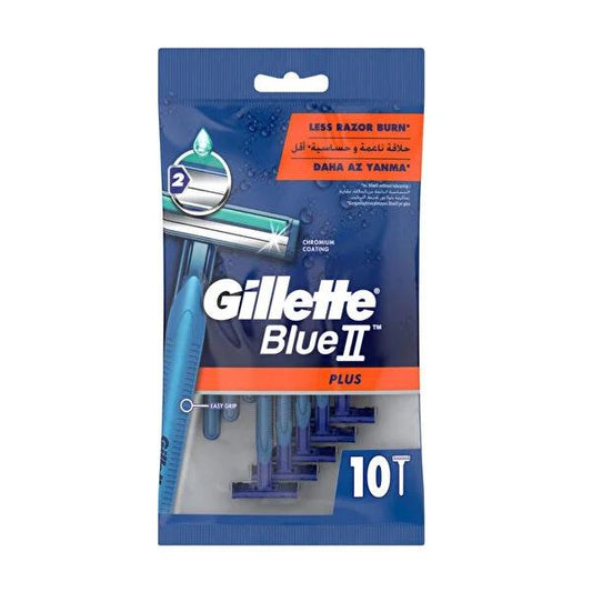 Gillette Blue 2 Plus Razor Blades - Twin Comfort Blades for Close Shave, Chromium Coated, Pack of 10