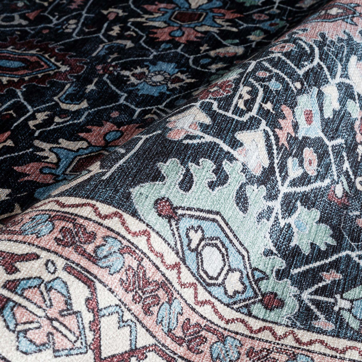 Axelle Blue Turkish Oushak Vintage Rug