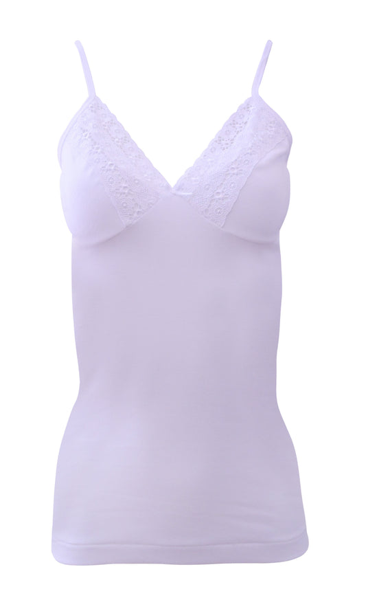 EGi Luxury 100% Filo di Scozia Cotton with Macramé Lace Women's Top S - XXL Made in Italy.(1048)