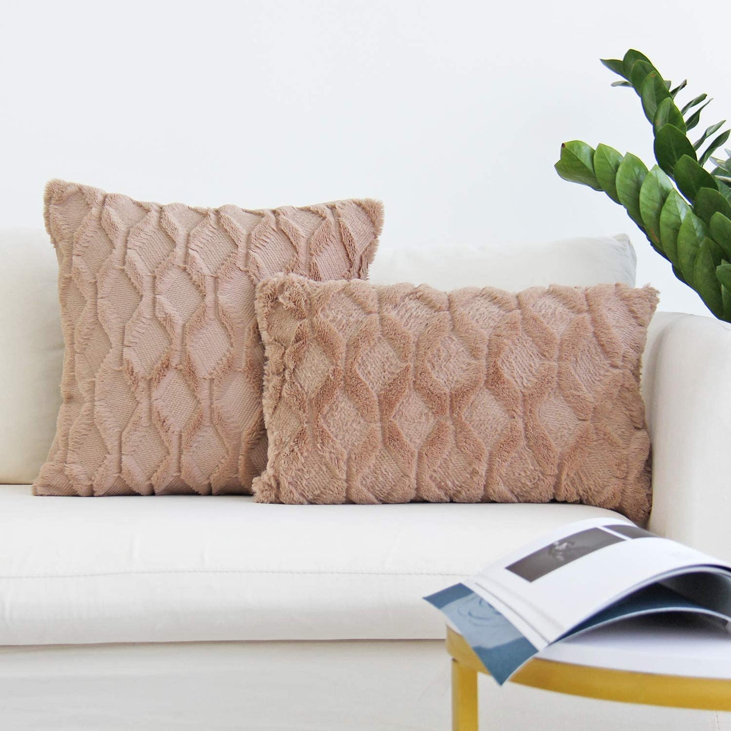 Pack of 2 bundle One 18"x18" with a matching color of one 12"x20" Square and rectangle combo set throw pillow covers with inserts