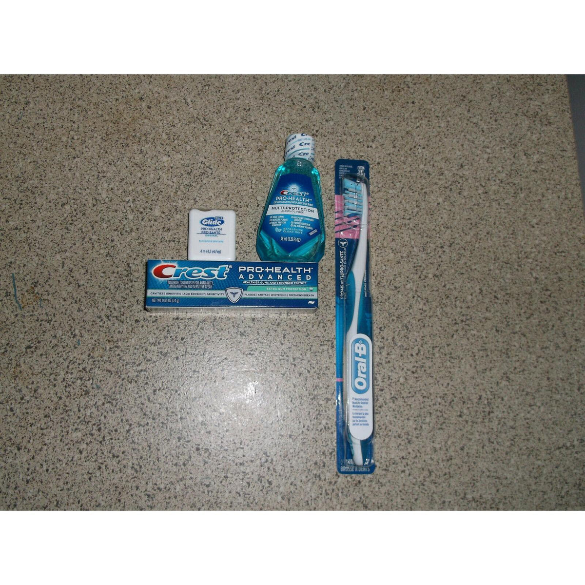 Oral-B Crest Pro-Health Advanced .85 OZ /Mouthwash .22 Fl OZ/Glide 4.53MM & Kit