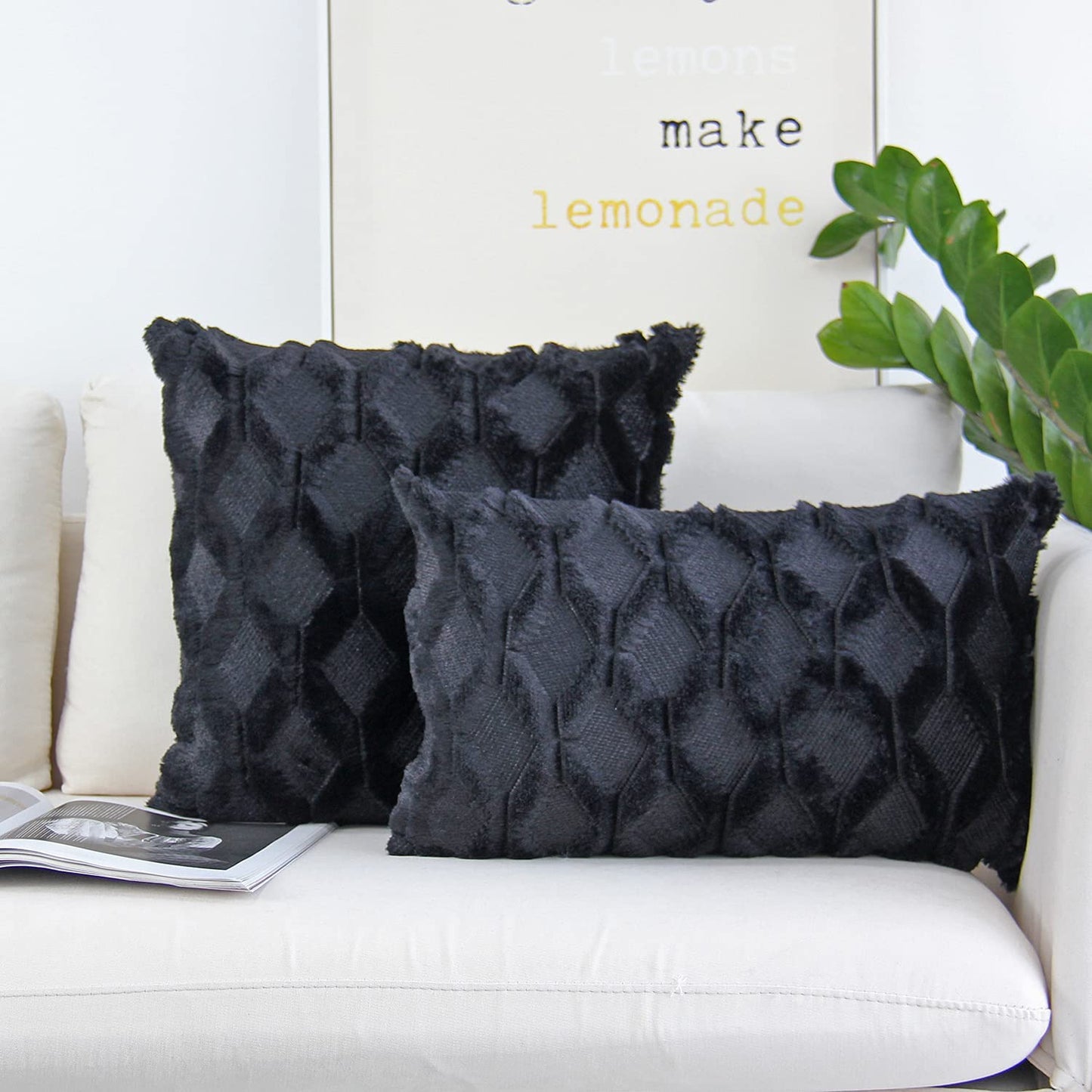 Pack of 2 bundle One 18"x18" with a matching color of one 12"x20" Square and rectangle combo set throw pillow covers with inserts