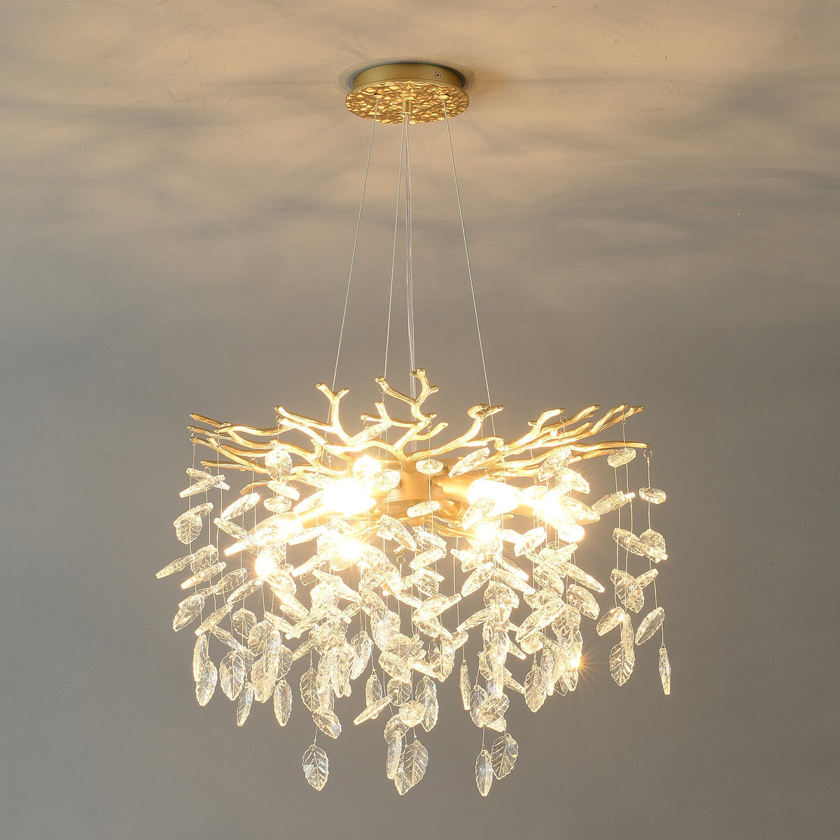 6-Light Crystal Chandelier with Gold Finish - Elegant Ceiling Lamp