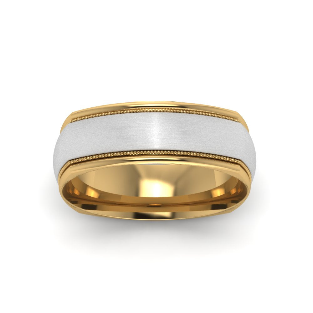 Two Tone Milgrain Square Mens Band Ring
