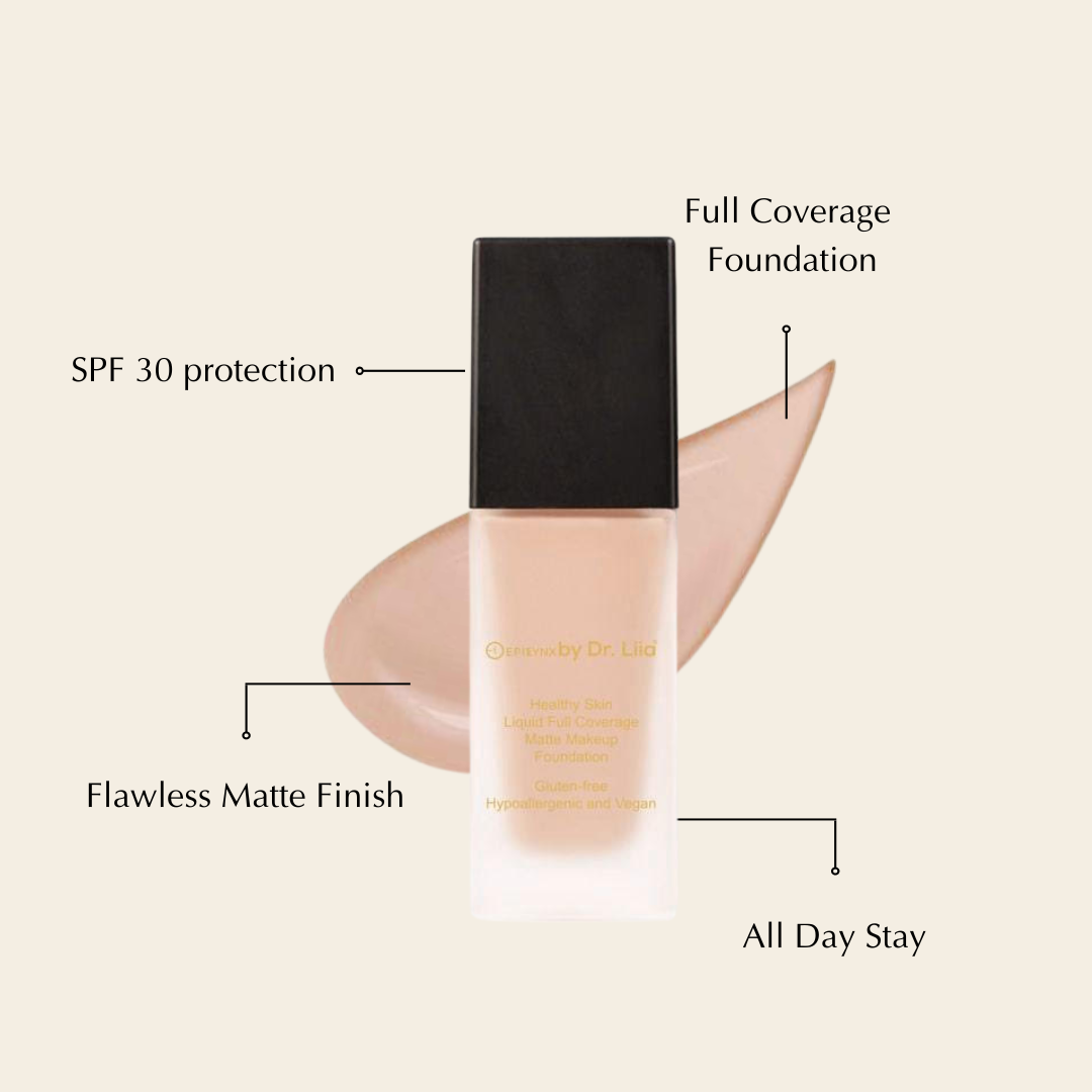 Healthy Skin Full Coverage Matte Foundation with SPF 30 – Vegan, Gluten-Free & Hydrating