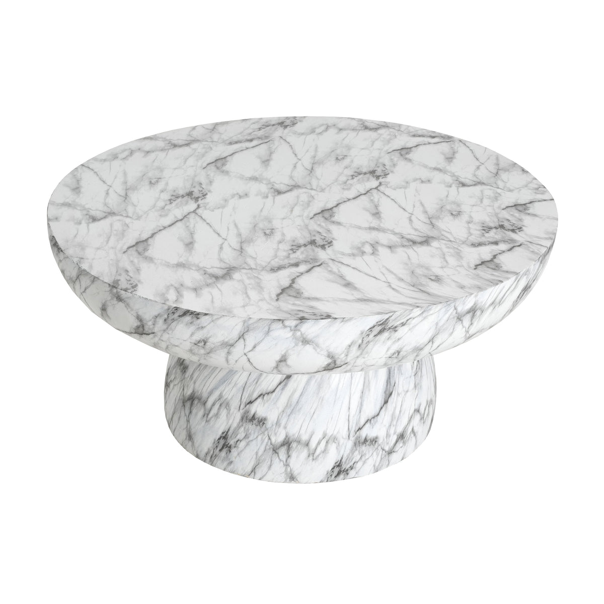 MGO Faux Marble Coffee Table with Handcrafted Finish - White Marble