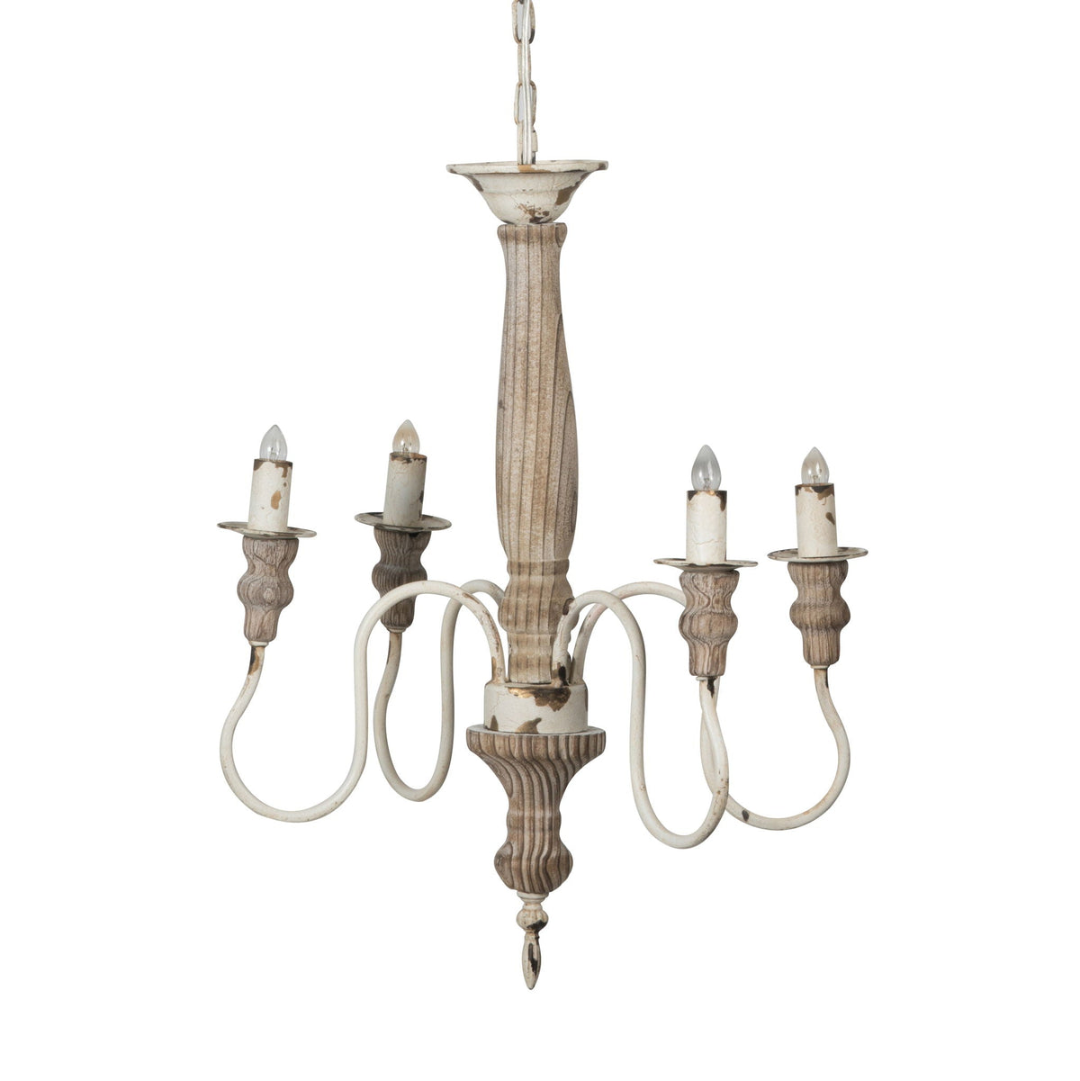 Cream White 4 Light Chandelier with Adjustable Chain - Bulb Not Included