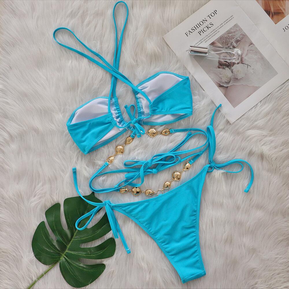 Bikini Thong Crystal Diamond High Quality Fabric Luxury Swimwear  Sexy Sequin Bikini Set