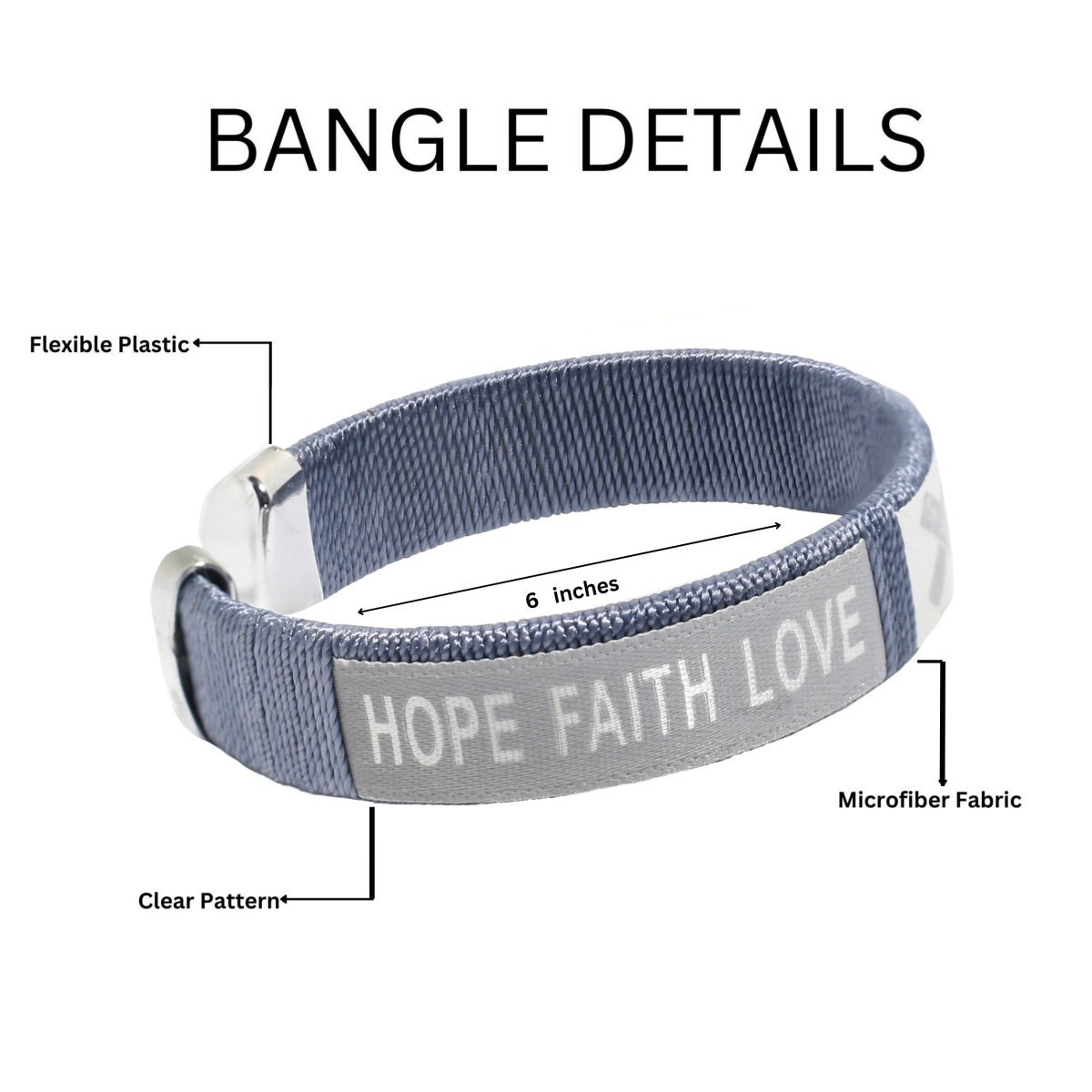 Child Diabetes Gray Ribbon Bangle Bracelets