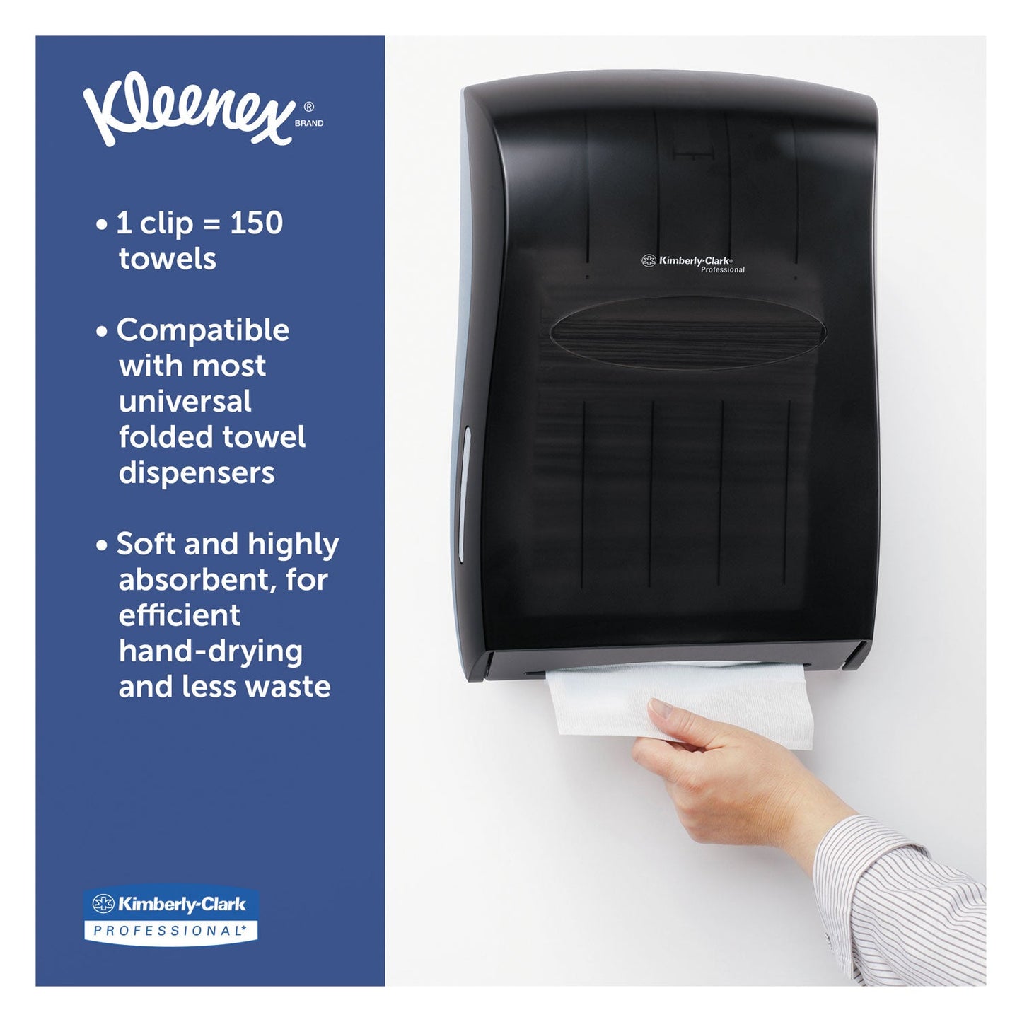 Kleenex Multi-Fold Paper Towels, Convenience, 9.2 x 9.4, White, 150/Pack, 8 Packs/Carton