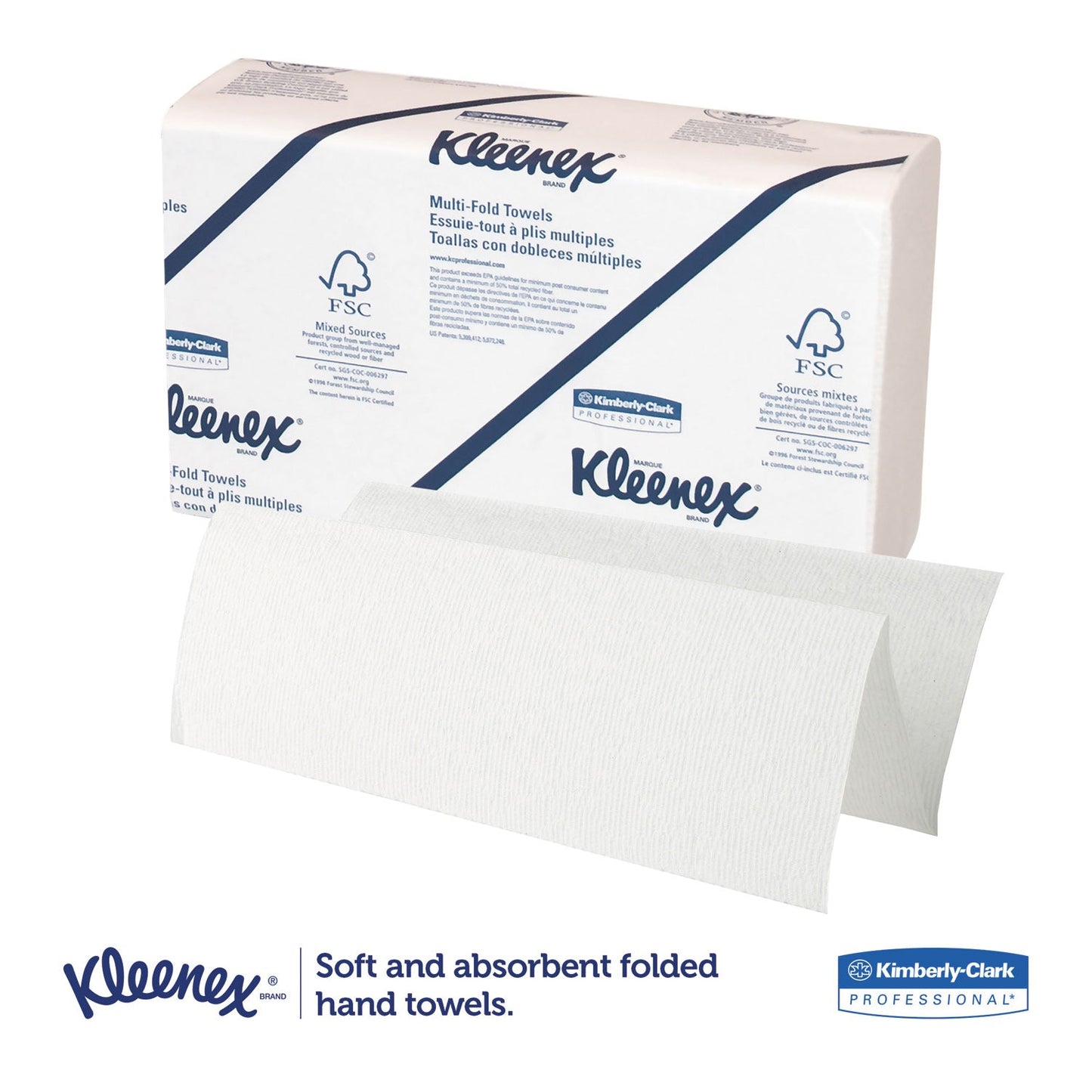 Kleenex Multi-Fold Paper Towels, Convenience, 9.2 x 9.4, White, 150/Pack, 8 Packs/Carton