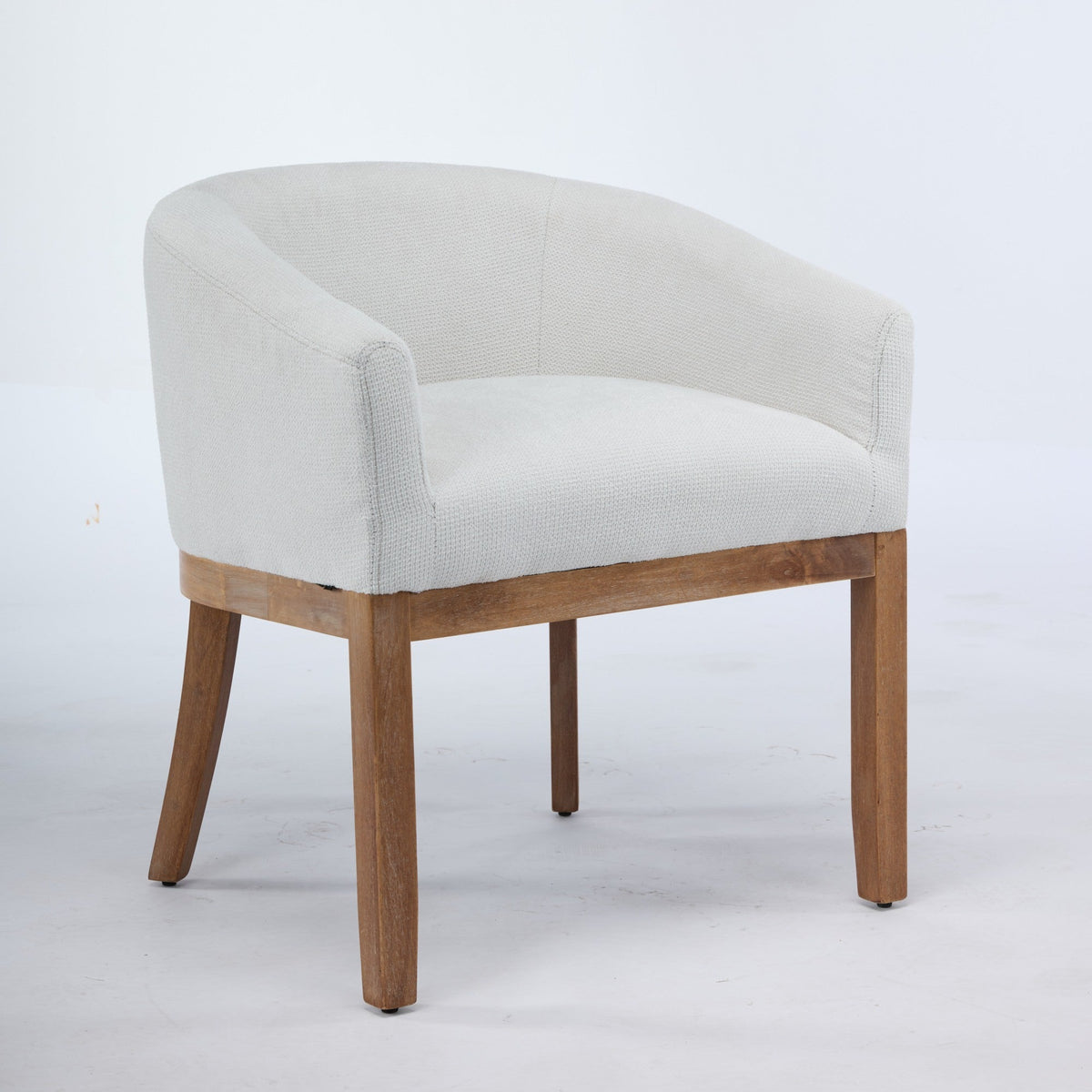 Mid Century Modern Upholstered Barrel Dining Chair with Arms
