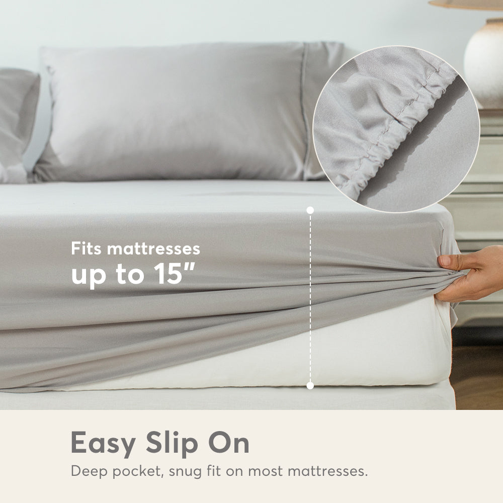 All Season Deep Pocket Fitted Sheet Set with Pillowcases, Room Decor, Graduation Gifts