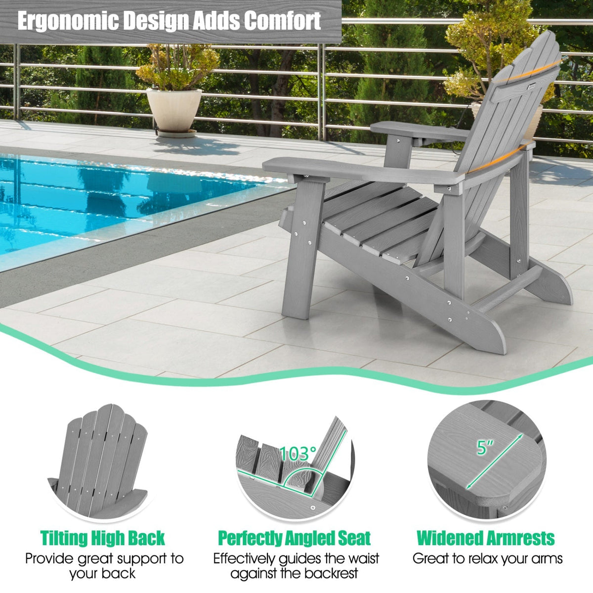 Adirondack Chair Set - Adult & Kids Pair for Patio