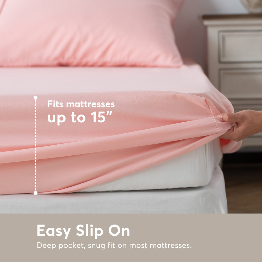 All Season Deep Pocket Fitted Sheet Set with Pillowcases, Room Decor, Graduation Gifts