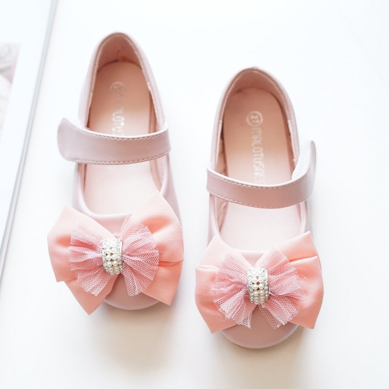 New Princess Casual Flat Rhinestone Dress Flower Girl Shoes