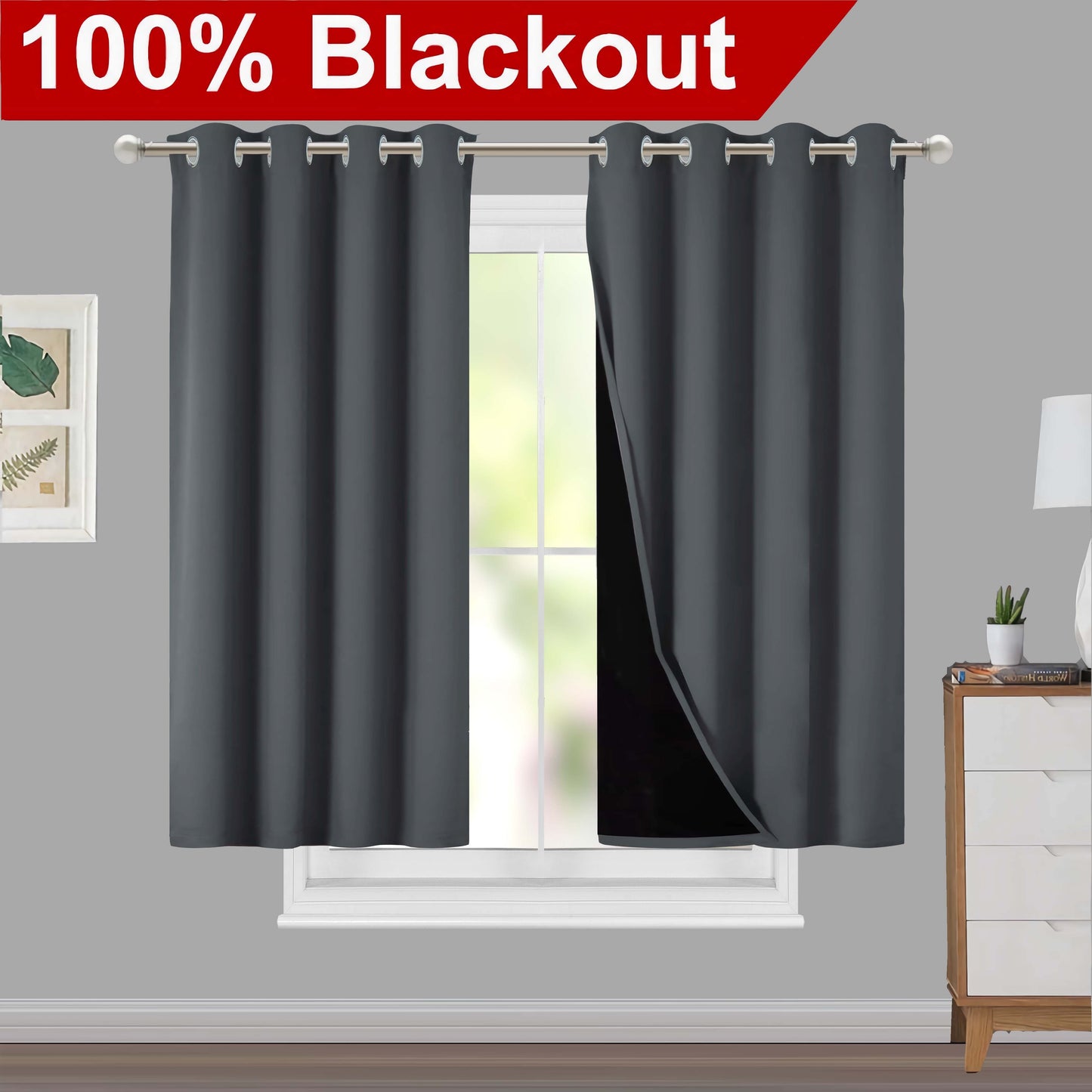 1pc Classic Blackout Curtains with Grommet Thermal Insulated Living Room Bedroom Kitchen Bathroom