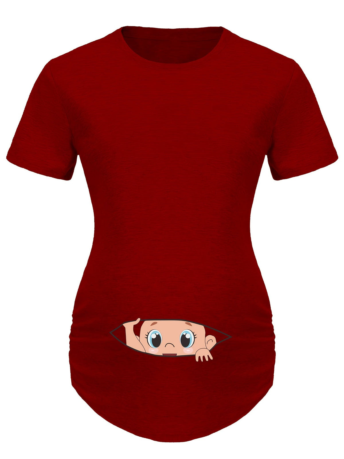 Letter Printed Short-sleeved Maternity Wear Black T-shirt with Big-eyed Baby Pattern