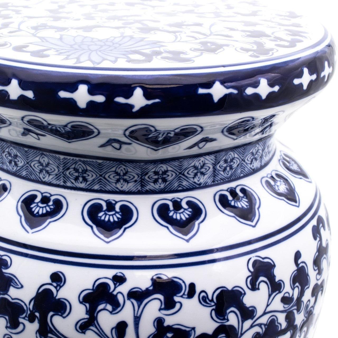 Blue Garden White Lotus Podium Stool