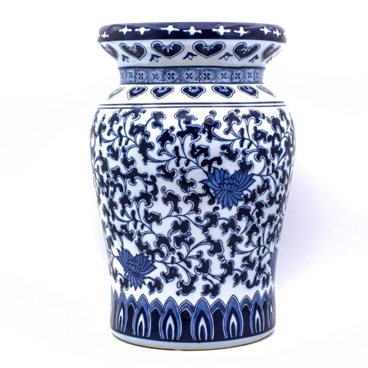 Blue Garden White Lotus Podium Stool