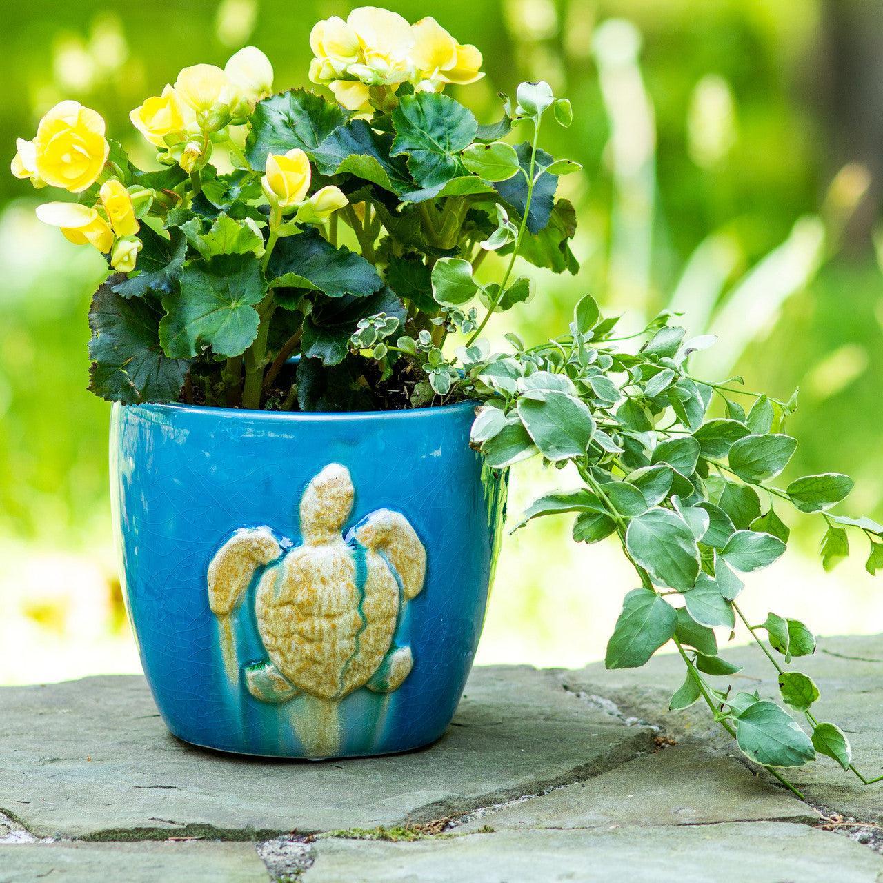 Ocean Grotto Sea turtle Round Planter