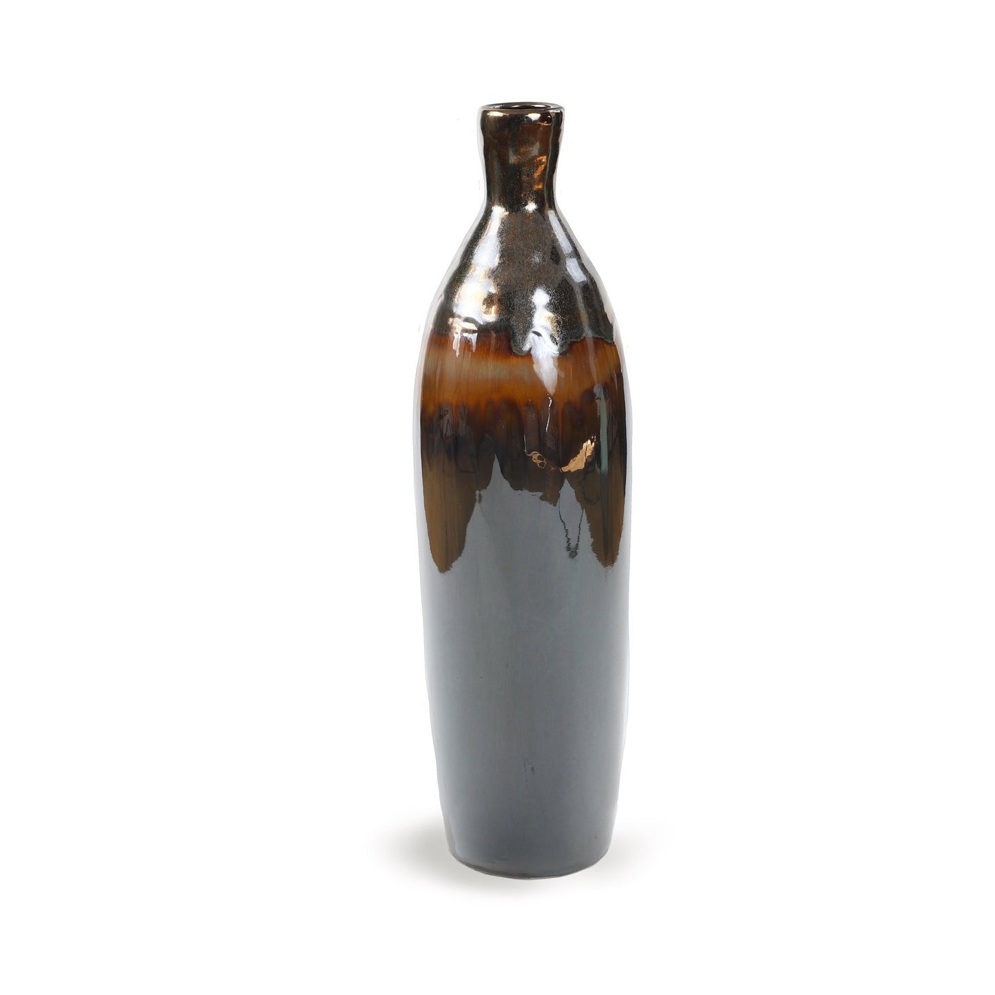ClayBarn Patina Artisan Ceramic 20.5'' H Verde Skinny Bottle Vase - Earthy Brown