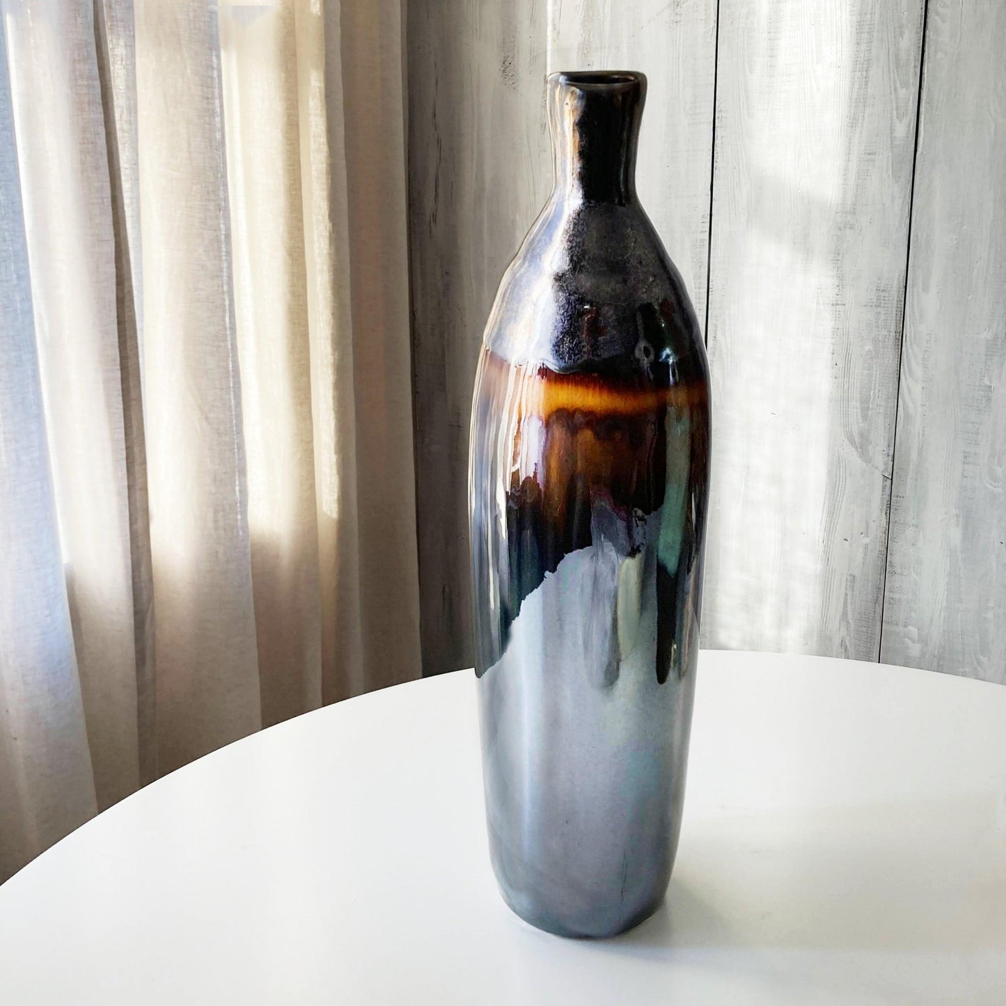 ClayBarn Patina Artisan Ceramic 20.5'' H Verde Skinny Bottle Vase - Earthy Brown