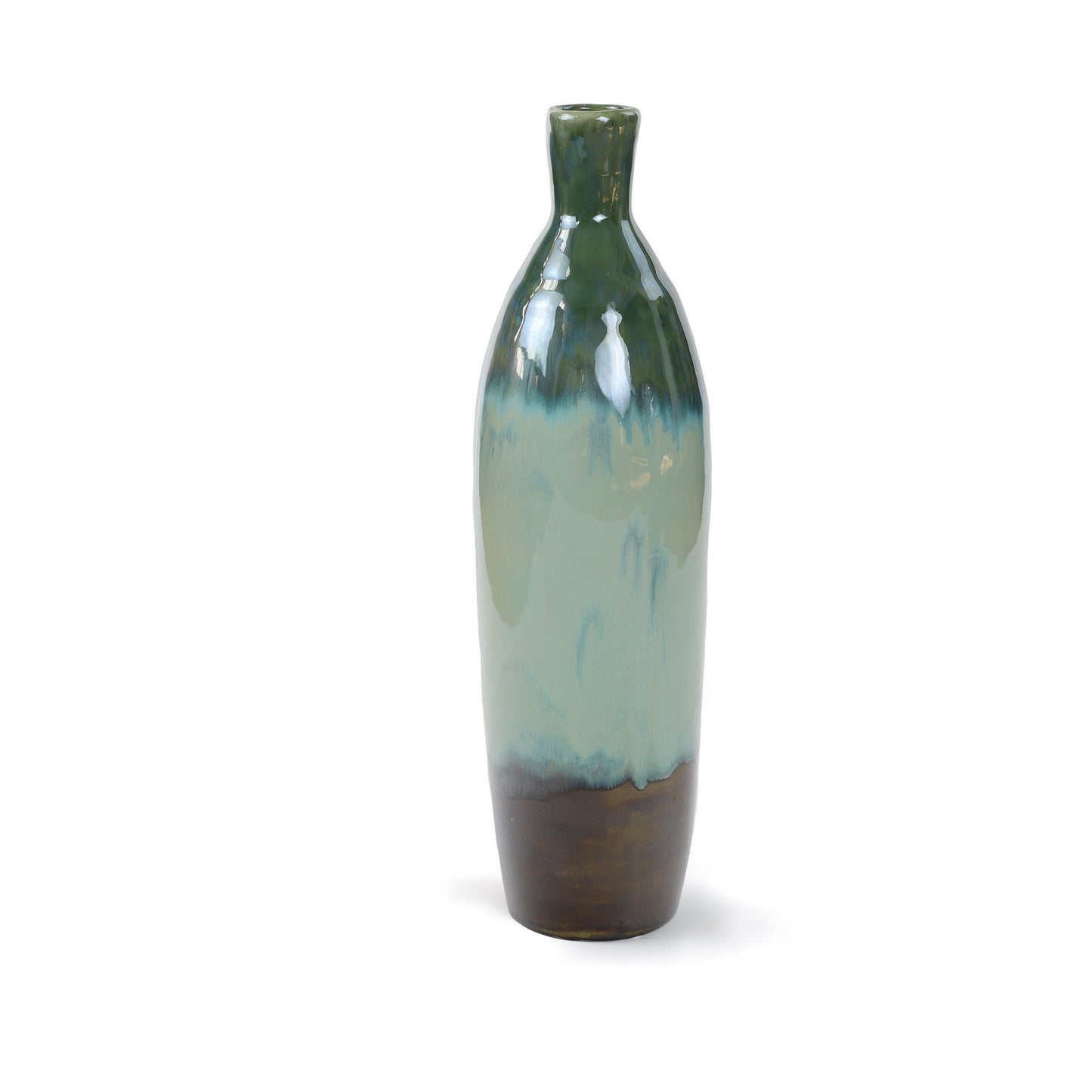 ClayBarn Patina Artisan Ceramic 20.5'' H Verde Skinny Bottle Vase - Earthy Brown
