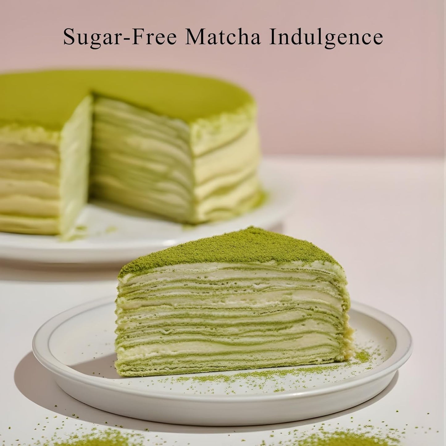 Andy Anand Sugar Free Matcha Green Tea Chiffon Cake - 2.4 lbs Decadent & Airy Gourmet Dessert, Keto & Diabetic Friendly, No Added Sugar, Artisan Handcrafted Healthy Gift Boxed