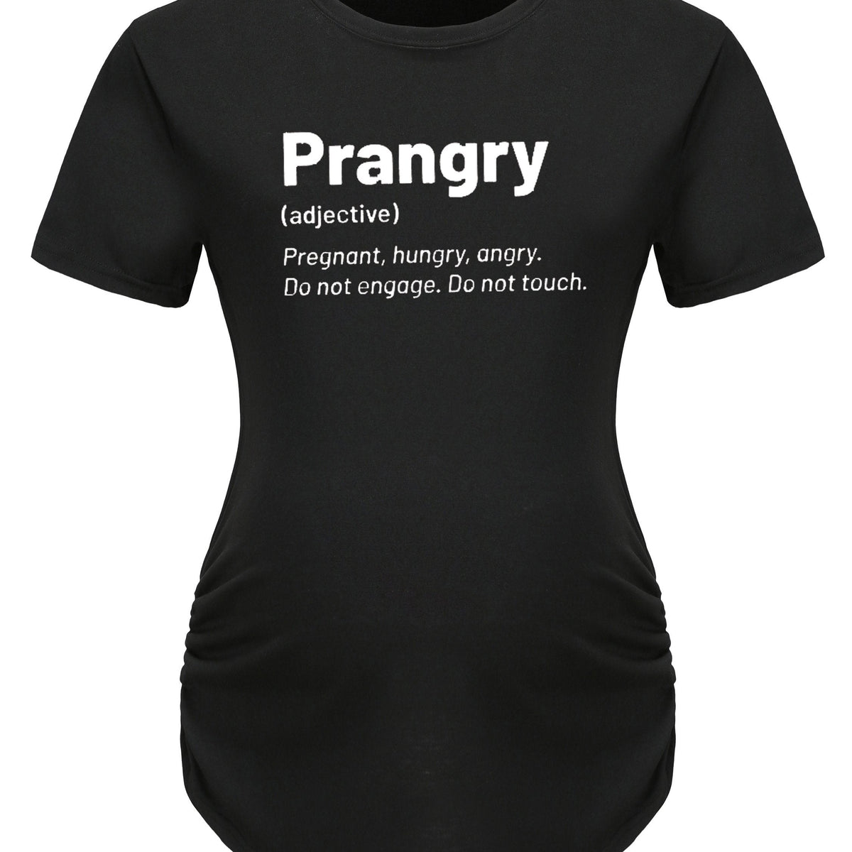 Maternity "Prangry" Print T-Shirt, Comfy Casual Short Sleeve Pregnancy Tee, Humorous Text Graphic